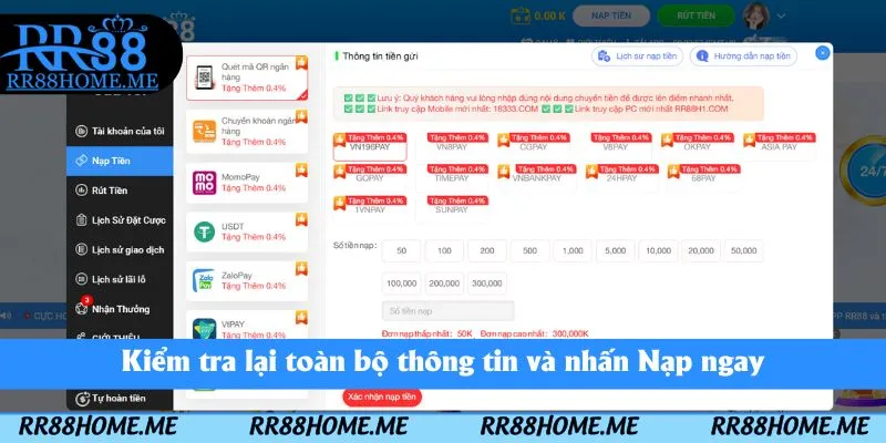 Kiểm tra lại toàn bộ thông tin và nhấn Nạp ngay