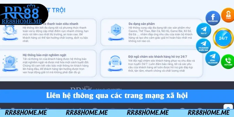 Liên hệ thông qua các trang mạng xã hội