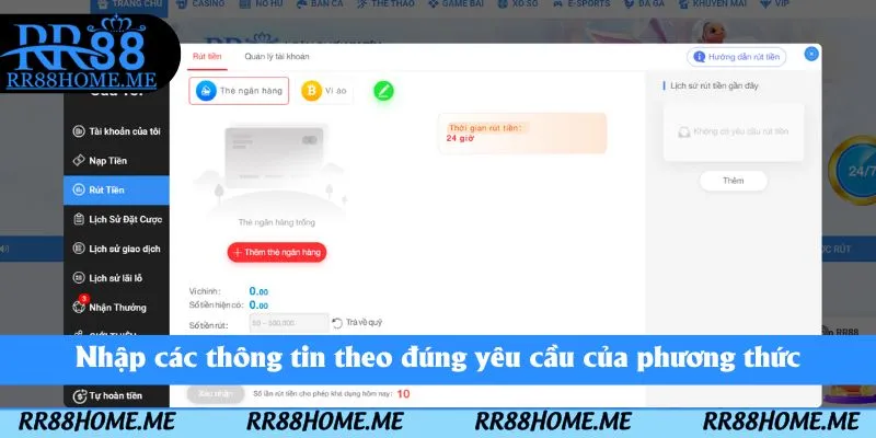Nhập các thông tin theo đúng yêu cầu của phương thức