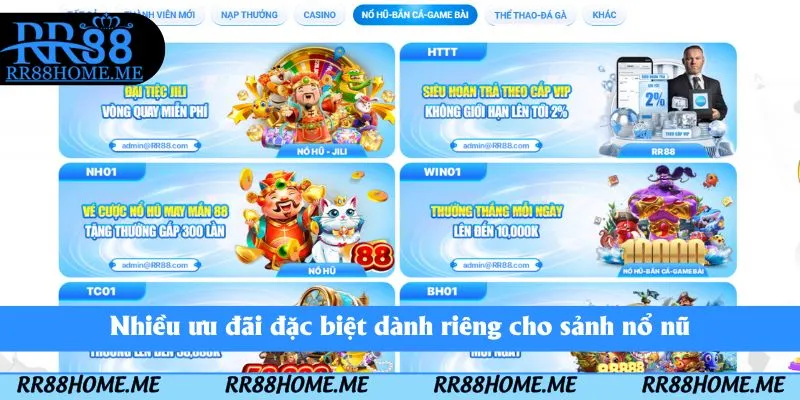 Nổ Hũ RR88 - Sảnh Chơi Slot Game Hàng Đầu Châu Á 2025 3 Nhiều ưu đãi đặc biệt dành riêng cho sảnh nổ nũ