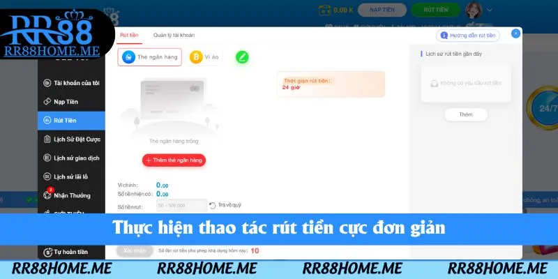 Thực hiện thao tác rút tiền cực đơn giản
